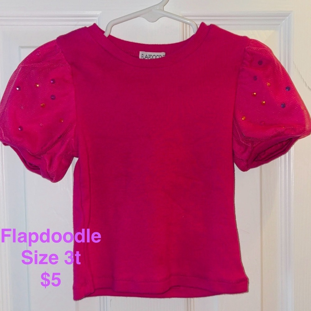 Flapdoodles Fuchsia Puff Sleeve Tee